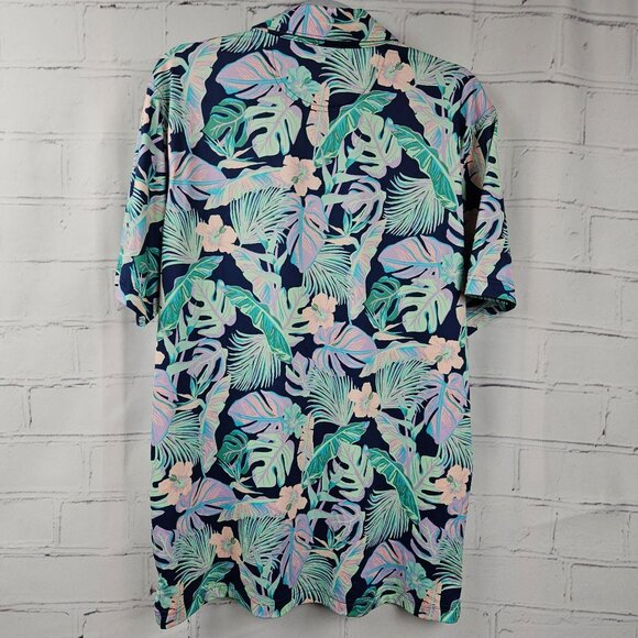 Chubbies Hawaiian Print Polo Shirt Mens L Floral Bright Stretch Vacation Golf - Picture 8 of 11